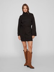 VILA Black Long Sleeve High Neck Cosy Jumper Dress - Image 1 of 5