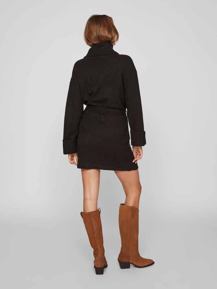 VILA Black Long Sleeve High Neck Cosy Jumper Dress - Image 2 of 5
