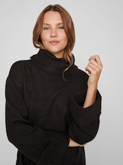 VILA Black Long Sleeve High Neck Cosy Jumper Dress - Image 3 of 5