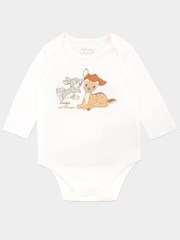 Character White Bambi 4 Piece Baby Sleepsuit Bodysuit Hat And Bib Set - Image 2 of 5