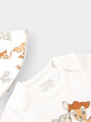 Character White Bambi 4 Piece Baby Sleepsuit Bodysuit Hat And Bib Set - Image 5 of 5