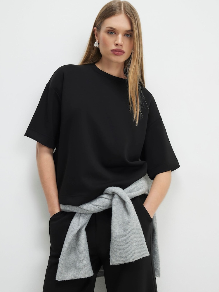 River Island Black Short Sleeve Premium Boxy T-Shirt - Image 1 of 4