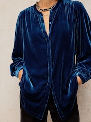 White Stuff Blue Lana Velvet Tunic - Image 4 of 6