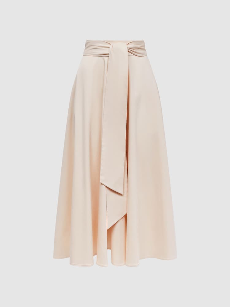 Reiss Nude Rebecca Fitted High Rise Midi Skirt - Image 2 of 6