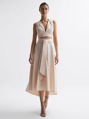 Reiss Nude Rebecca Fitted High Rise Midi Skirt - Image 3 of 6