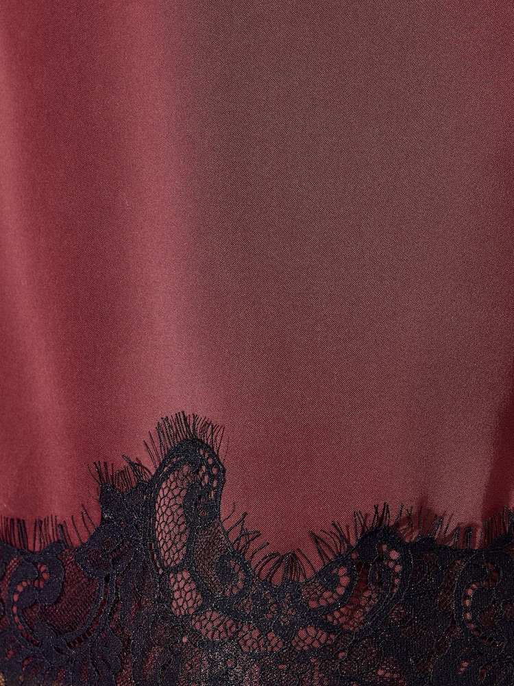Friends Like These Brown Satin Lace Hem Mini Skirt - Image 5 of 5