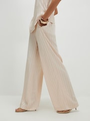 River Island Cream Stripe Satin Wide Leg Trousers - Image 3 of 4
