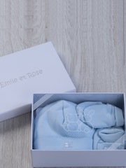 Emile et Rose Blue 100% Cotton Hat, Booties And Mitts Gift Set - Image 2 of 3