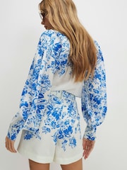 River Island Blue Long Sleeve Floral Print Blouse - Image 3 of 4