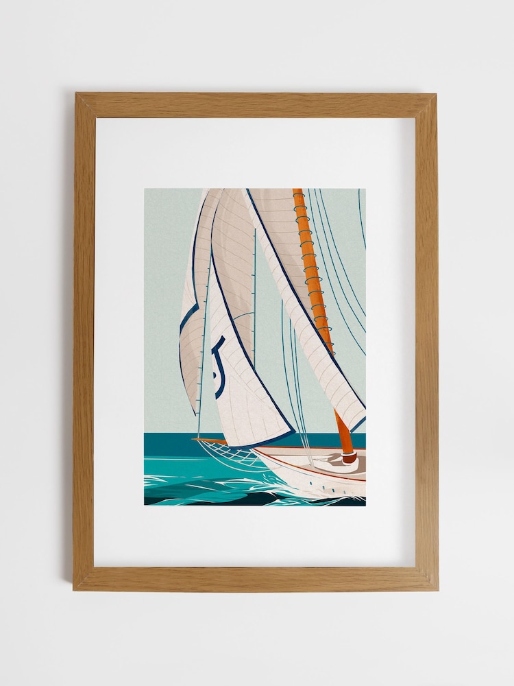 Joules Blue Driftwood Daydream Wood Mounted Framed Print Wall 53 x 73cm Art - Image 2 of 4