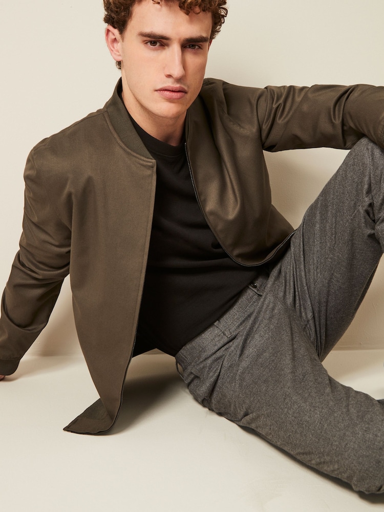 Khaki Green Smart Bomber Jacket - Image 1 of 10