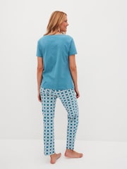 Blue Geo Short Sleeve 100% Cotton Pyjamas - Image 2 of 8
