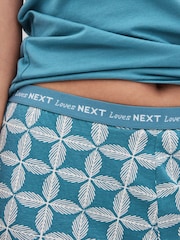 Blue Geo Short Sleeve 100% Cotton Pyjamas - Image 4 of 8