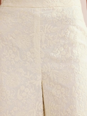 Boden Cream Embroidered Wide Leg Trousers - Image 4 of 5