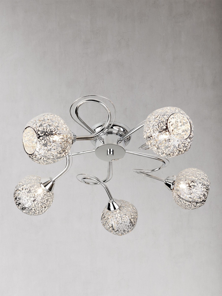 Searchlight Chrome Regal 5 Light Flush Ceiling Light - Image 1 of 3