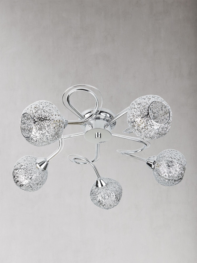 Searchlight Chrome Regal 5 Light Flush Ceiling Light - Image 2 of 3