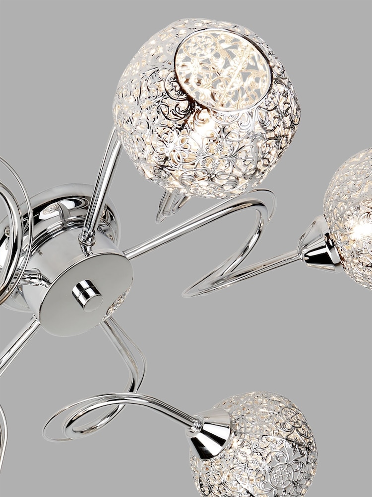 Searchlight Chrome Regal 5 Light Flush Ceiling Light - Image 3 of 3