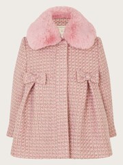 Monsoon Grey Baby Tweed Faux Fur Collar Coat - Image 1 of 4