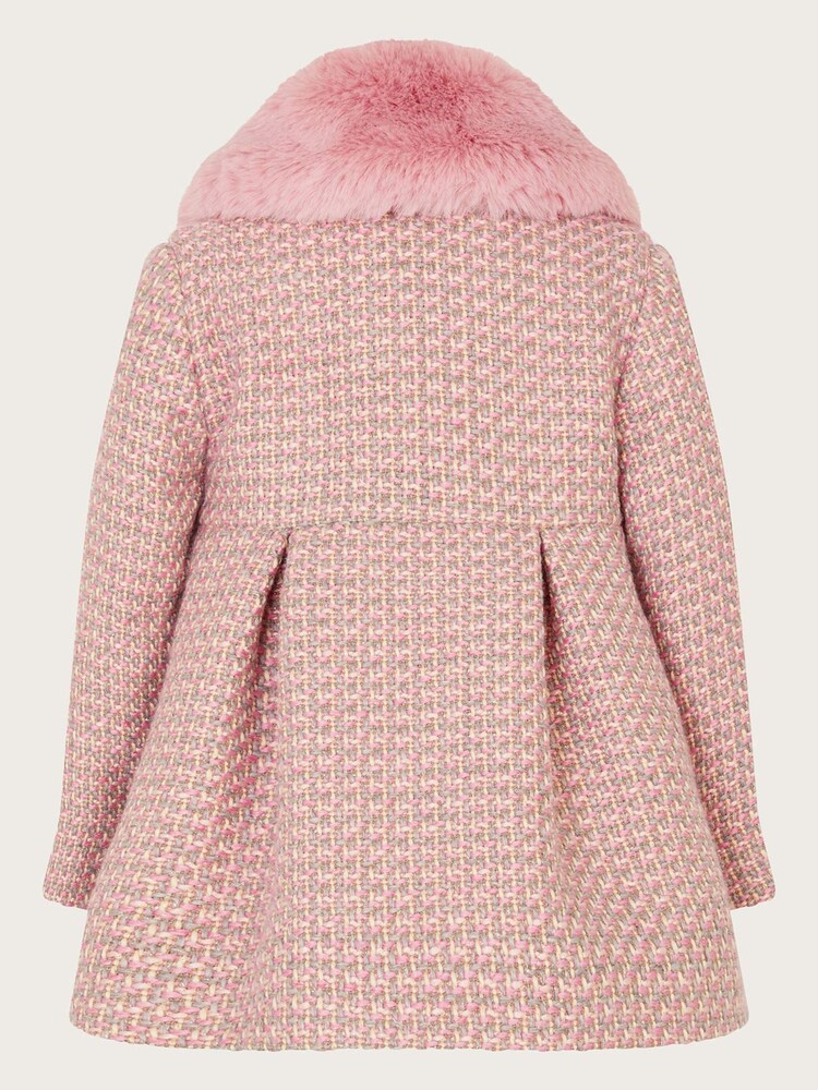 Monsoon Grey Baby Tweed Faux Fur Collar Coat - Image 2 of 4