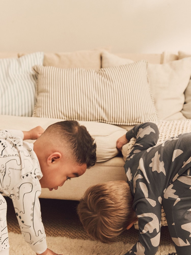 Neutral/Black Dinosaur 3 Pack Snuggle Pyjamas (9mths-10yrs) - Image 5 of 10