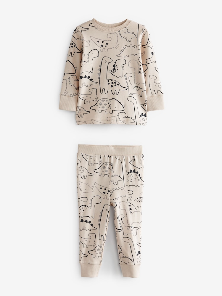 Neutral/Black Dinosaur 3 Pack Snuggle Pyjamas (9mths-10yrs) - Image 9 of 10