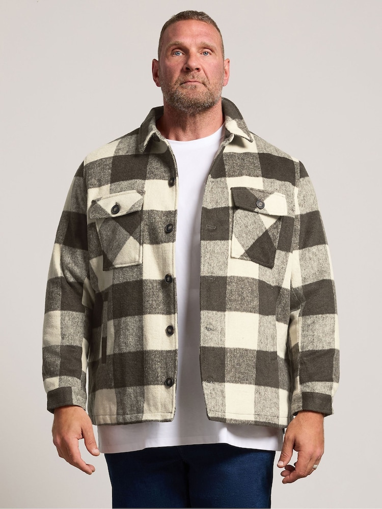 BadRhino Big & Tall Brown Check Shacket - Image 1 of 6