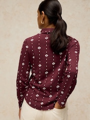 White Stuff Burgundy Red Annie Cotton Jersey Shirt - Image 2 of 6