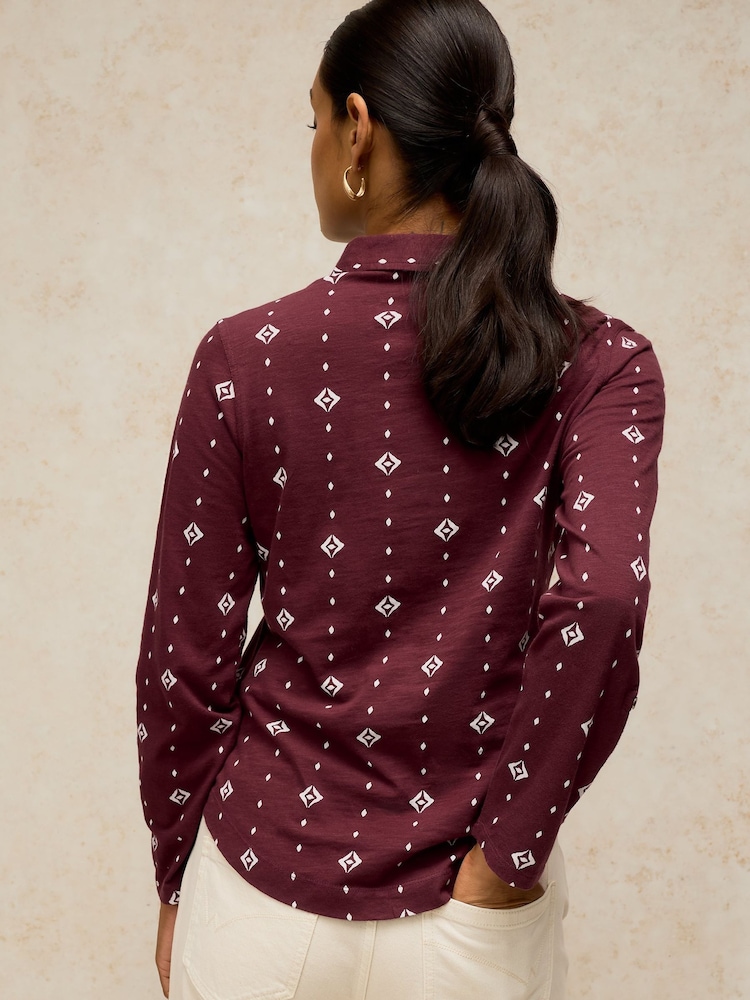 White Stuff Burgundy Red Annie Cotton Jersey Shirt - Image 2 of 6 White Stuff Burgundy Red Annie Cotton Jersey Shirt - Image 2 of 6