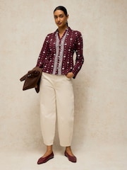 White Stuff Burgundy Red Annie Cotton Jersey Shirt - Image 4 of 6
