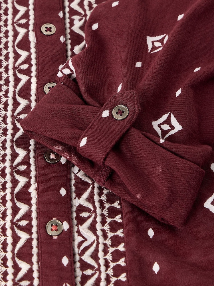 White Stuff Burgundy Red Annie Cotton Jersey Shirt - Image 6 of 6 White Stuff Burgundy Red Annie Cotton Jersey Shirt - Image 6 of 6