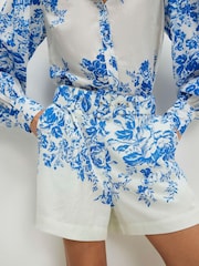 River Island Blue Belted Floral Print Shorts - Image 3 of 4