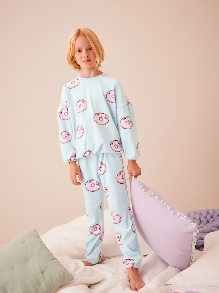Blue Doughnut Cosy Fleece Pyjamas (9mths-16yrs) - Image 1 of 7