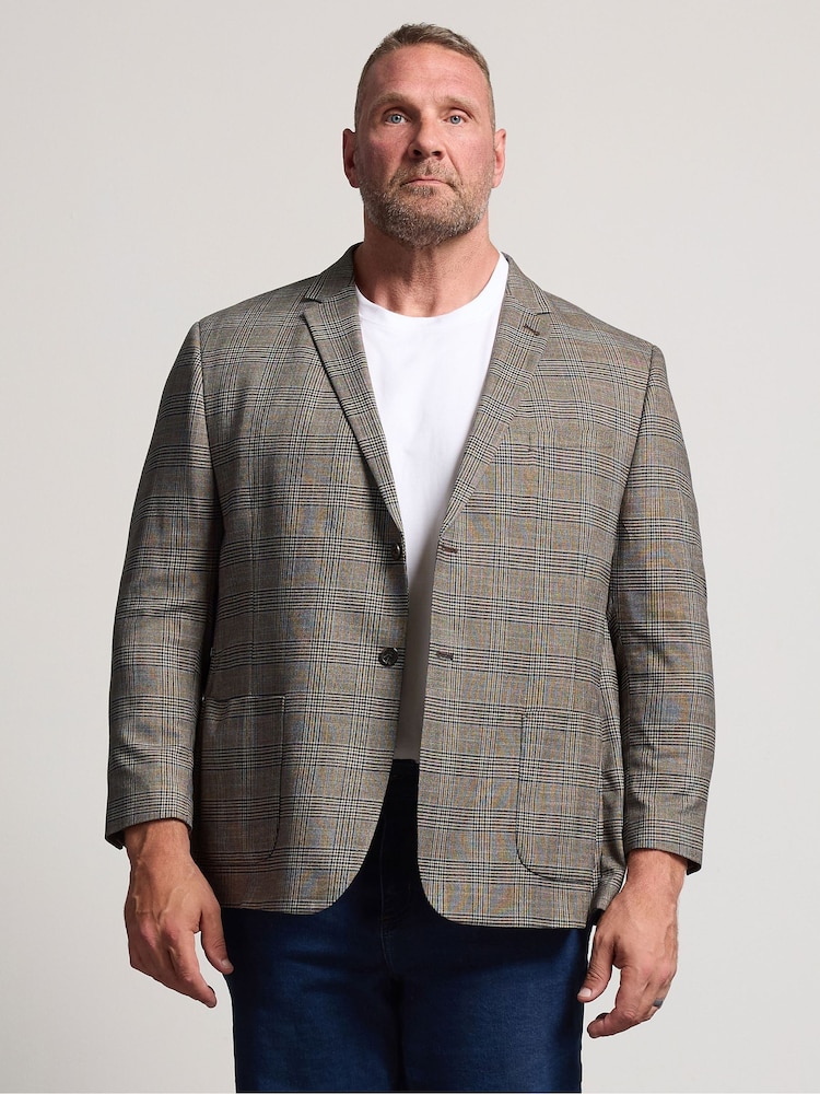 BadRhino Big & Tall Grey Heritage Check Blazer - Image 1 of 6 BadRhino Big & Tall Grey Heritage Check Blazer - Image 1 of 6