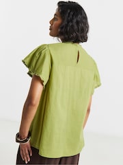 Simply Be Green Angel Sleeve Lace Insert Blouse - Image 2 of 4