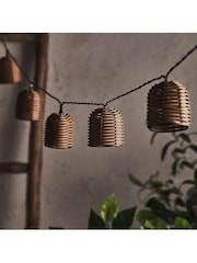 Lights4fun Brown 10 Rattan Lantern Solar Fairy Lights - Image 2 of 2