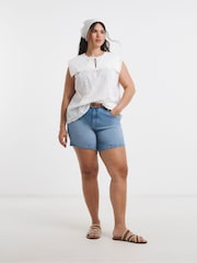 Simply Be White Sailor Collar Broderie Top - Image 1 of 4