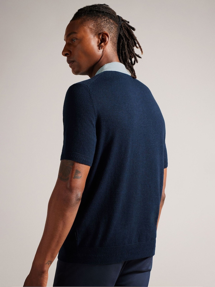 Ted Baker Blue Arwik Short Sleeve Polo Shirt With Contrast Collar - Image 2 of 7 Ted Baker Blue Arwik Short Sleeve Polo Shirt With Contrast Collar - Image 2 of 7