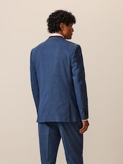 Bright Blue Tailored Fit Herringbone Suit Jacket - Image 3 of 10