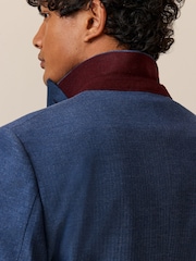 Bright Blue Tailored Fit Herringbone Suit Jacket - Image 5 of 10