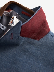 Bright Blue Tailored Fit Herringbone Suit Jacket - Image 8 of 10