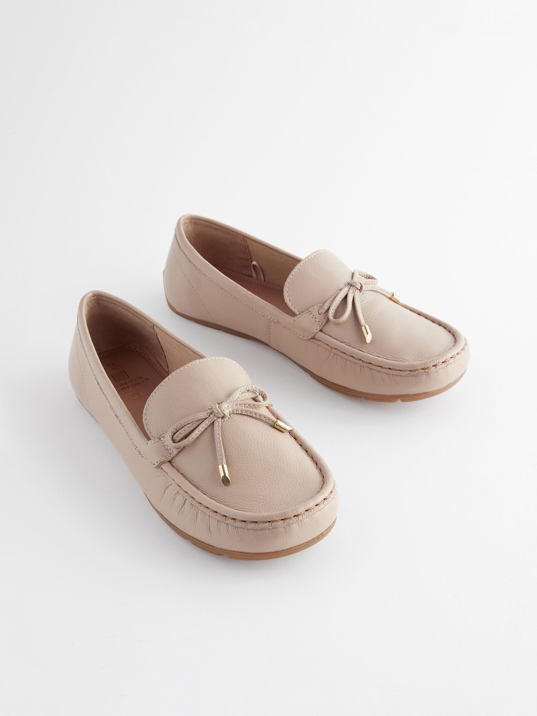 Buy Nude Leather Forever Comfort Bow Driver Shoes from Next Luxembourg