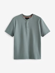Sage Green/Grey 100% Cotton Textured Short Pyjama Set - Image 9 of 11