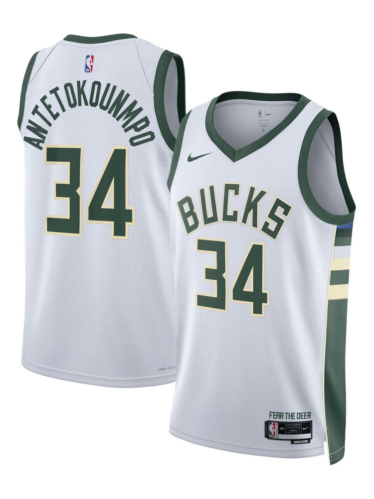 Nike White Milwaukee Bucks Association Edition Swingman Jersey - Giannis Antetokounmpo Unisex - Image 1 of 3