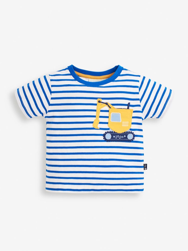 JoJo Maman Bébé White Kids' Digger Pocket T-Shirt - Image 1 of 2