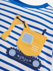 JoJo Maman Bébé White Kids' Digger Pocket T-Shirt - Image 2 of 2