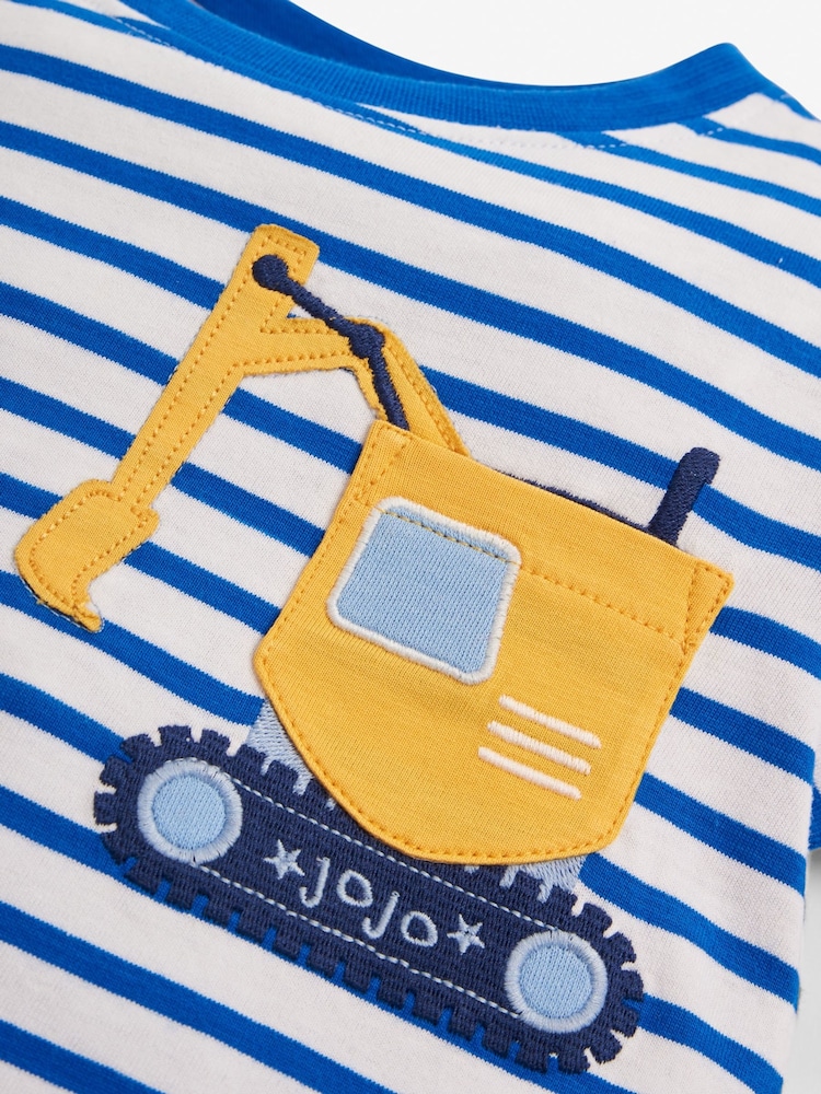 JoJo Maman Bébé White Kids' Digger Pocket T-Shirt - Image 2 of 2