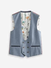 Light Blue Check Suit Waistcoat - Image 1 of 5