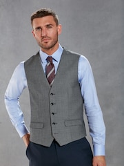 Navy Blue Signature Empire Mills 100% Wool Birdseye Suit Waistcoat - Image 1 of 5