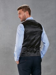 Navy Blue Signature Empire Mills 100% Wool Birdseye Suit Waistcoat - Image 2 of 5