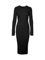 VERO MODA Black Ribbed Split Sleeve Knitted Bodycon Jumper Dress - Image 6 of 6